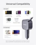 Anker Retractable USB-C Car Charger, 75W Max Fast Charging with Built-in Retractable Cable Car Adapter, Car Accessories for iPhone 17/16 Series, Galaxy S25/S24, MacBookPro/Air, iPad, and More