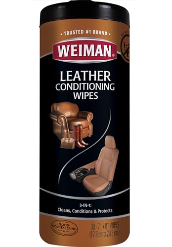 Weiman Leather Cleaner and Conditioner Wipes, 30 Count
