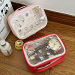 Sanrio Hello Kitty Cute Travel Portable Makeup Bag Large Capacity Toiletry Storage Bag Kawaii Y2K Transparent Cosmetic Bag Gifts