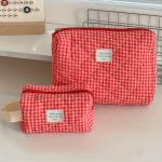 Plaid Makeup Bag Large Capacity Portable Cosmetic Bag For Women Girls Skincare Toiletry Bag Multifunctional Cute Wallet Pouch