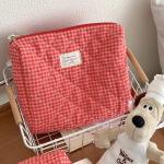 Plaid Makeup Bag Large Capacity Portable Cosmetic Bag For Women Girls Skincare Toiletry Bag Multifunctional Cute Wallet Pouch