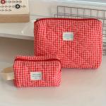 Plaid Makeup Bag Large Capacity Portable Cosmetic Bag For Women Girls Skincare Toiletry Bag Multifunctional Cute Wallet Pouch