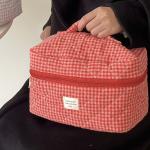 Plaid Makeup Bag Large Capacity Portable Cosmetic Bag For Women Girls Skincare Toiletry Bag Multifunctional Cute Wallet Pouch