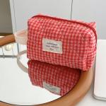 Plaid Makeup Bag Large Capacity Portable Cosmetic Bag For Women Girls Skincare Toiletry Bag Multifunctional Cute Wallet Pouch