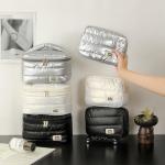 Puffer Makeup Bag Travel Organizer, Lightweight Cosmetic Storage Bag with Zipper, Portable Toiletry Bag for Women