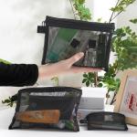 1/5/10pcs Mesh Clear Cosmetic Bags Women Black Makeup Bag Portable Travel Toiletry Organizer Case Lipstick Storage Pouch Gift