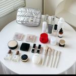 Puffer Makeup Bag Travel Organizer, Lightweight Cosmetic Storage Bag with Zipper, Portable Toiletry Bag for Women