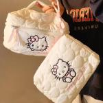 Sanrio Hello Kitty Square Makeup Bag Kawaii Double Zipper Travel Storage Bag Portable Cream Soft Cloud Cosmetic Toiletry Handbag