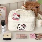 Kitty Large Capacity Makeup Bag Waterproof Travel Toiletry Organizer Cute Cartoon Cosmetic Case with Double Zipper for Girls