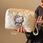 Sanrio Hello Kitty Square Makeup Bag Kawaii Double Zipper Travel Storage Bag Portable Cream Soft Cloud Cosmetic Toiletry Handbag
