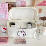 Kitty Large Capacity Makeup Bag Waterproof Travel Toiletry Organizer Cute Cartoon Cosmetic Case with Double Zipper for Girls