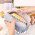 Large Women Zipper Makeup Organizer Handbag Solid Fur Cosmetic Storage Bag Stationery Pencil Case Travel Make Up Toiletry Punch