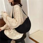 Men and Women Solid Color Chest Bag for Large Capacity Travel Crossbody Female Half Moon Bag Daily Cotton Filled Shoulder Bag