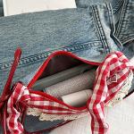 Shoulder Bag Crossbody Bag Korean Fresh Style Large Capacity Plaid Handheld Commuter Bag Mini Bags Vintage Korean Outfits Bag