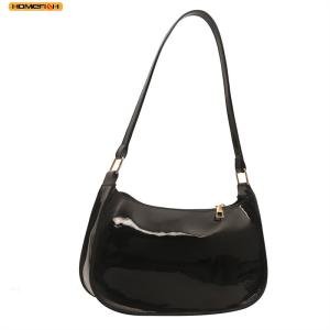 HOMEFIH PU Leather Handbag Solid Color Cherry Pendant Casual Shoulder Bag Versatile Fashion Commuting Bag for Girls Underarm Bag