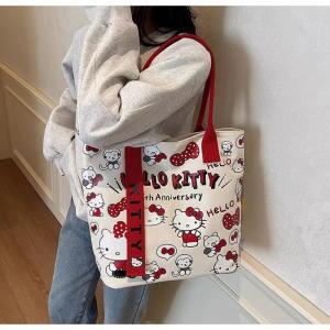 Sanrio Hello Kitty Canvas Shoulder Bag, Large Capacity Storage Bag, Casual Handbag, Multifunctional Birthday Surprise Gift