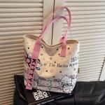 Sanrio Hello Kitty Canvas Shoulder Bag, Large Capacity Storage Bag, Casual Handbag, Multifunctional Birthday Surprise Gift