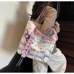 Sanrio Hello Kitty Canvas Shoulder Bag, Large Capacity Storage Bag, Casual Handbag, Multifunctional Birthday Surprise Gift