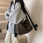 Trendy Casual Soft Textile Women's Shoulder Bag Large Capacity Leopard Print Female Retro Crossbody Bag For Commute Outings