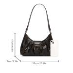 Shoulder Bags Y2K Retro Style Shoulder Bag, Maillard Pleated Rivet Armpit Bag, Fashionable Ladies Cool Leather Shoulder Bag