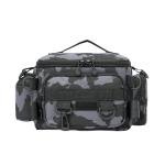 Black Fishing Tackle Shoulder Bag Storage Waist Bag with Fishing Rod Holder Outdoor Sports Bag