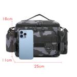 Black Fishing Tackle Shoulder Bag Storage Waist Bag with Fishing Rod Holder Outdoor Sports Bag