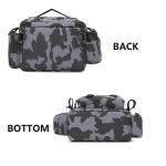 Black Fishing Tackle Shoulder Bag Storage Waist Bag with Fishing Rod Holder Outdoor Sports Bag