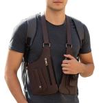 PU Leather Double Shoulder Armpit Bag Multi-Pocket Underarm Strap Wallet Pocket Anti-Theft for Men Women Travel Outdoors