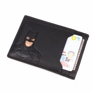 Bat ID Wallet For Men Leather Slim Card Holder Case Cover With Cutout Superhero Face Eyes Mask Gift For Husband Teens Boy Friend
