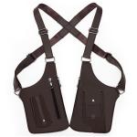 PU Leather Double Shoulder Armpit Bag Multi-Pocket Underarm Strap Wallet Pocket Anti-Theft for Men Women Travel Outdoors