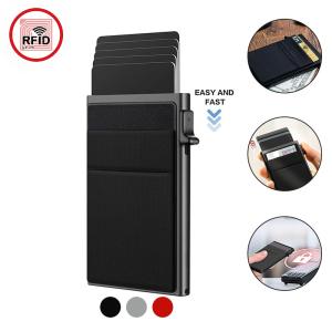 Slim RFID Blocking Metal Wallet for Men - Minimalist Smart Magic Card Case Holder with Protection for Bank ID and Credit Cards