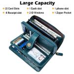 Wallet for Men Women Anti Theft European American Retro Leather Long Clutch Oil Wax Leather Cut Out Multi Card Slots Large