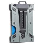 Minimalist Wallet for Men- Slim Aluminum Metal Money Clip Wallet with Clear ID Card Holder, Carbon Fiber Wallet,Blocking