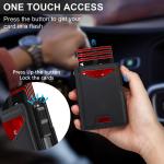 New Black Leather Wallet for Men Slim Bifold RFID Blocking Wallet with Pop-Up Metal Card Holder & Card Sleeves POP UP Wallet