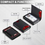 New Black Leather Wallet for Men Slim Bifold RFID Blocking Wallet with Pop-Up Metal Card Holder & Card Sleeves POP UP Wallet