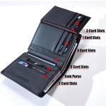 men wallet Genuine Leather Wallets For Men zipper Purse Vertical Business Wallets RFID anti-theft Credit Card Holder Money Bag