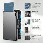 Wallet for Men, Mens Minimalist Wallet 9-13 Cards, Slim Compact Wallet with Money Clip & ID Window, RFID Blocking Smart Pop Up C