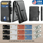 Wallet for Men, Mens Minimalist Wallet 9-13 Cards, Slim Compact Wallet with Money Clip & ID Window, RFID Blocking Smart Pop Up C