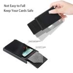 Men's Slim Mini RFID Wallet Aluminum Automatic Pop Up Card Case with Elastic Back Pouch, ID Credit Bank Card Holder Purse