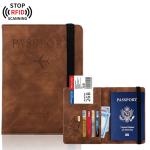 RFID Blocking Passport Holder Cover Wallet Case Travel Leather Wallet for Men Women Multi-Function ID Bank Card Case Accessories