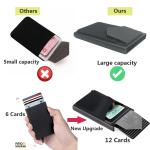 Men's Slim Mini RFID Wallet Aluminum Automatic Pop Up Card Case with Elastic Back Pouch, ID Credit Bank Card Holder Purse