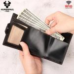 Anti-scan RFID Credit Card Holder Wallet Full Grain Leather Bifold Wallet for Men with Coin Compartment and Banknote Compartment