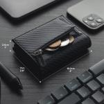Carbon Fiber & Aluminum Men's Bifold Wallet - RFID Blocking Automatic Pop-Up Cardholder, Coin Compartments, Business Money Purse