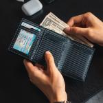 Carbon Fiber & Aluminum Men's Bifold Wallet - RFID Blocking Automatic Pop-Up Cardholder, Coin Compartments, Business Money Purse