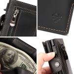 Anti-scan RFID Credit Card Holder Wallet Full Grain Leather Bifold Wallet for Men with Coin Compartment and Banknote Compartment