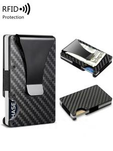 Minimalist carbon fiber RFID holder ultra-thin mini ID credit card holder aluminum alloy men's and women's wallet