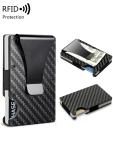 Minimalist carbon fiber RFID holder ultra-thin mini ID credit card holder aluminum alloy men's and women's wallet