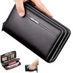 Mens Wallet Long Purse Leather Clutch Large Business Handbag Phone Card Holder Case Gift for Men Father Son Husband Boyfriend