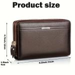 Men's Large Capacity Long Zipper Wallet Synthetic Leather Clutch Business Handbag with Phone Card Holder Case Gift for Him