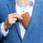 Men's Slim Premium Genuine Leather Pop Up Card Holder RFID Blocking Mini Aluminum Credit Card Holder Minimalist Wallet for Men